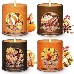 Lanpn Fall Scented Candles Gift‎ Set, 4 Pack Soy Wax Jar Candle, Thanksgiving